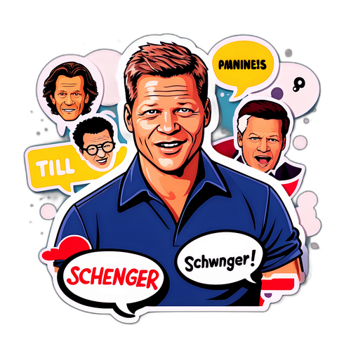 Humorvoller Aufkleber mit Til Schweiger in verschiedenen Filmrollen