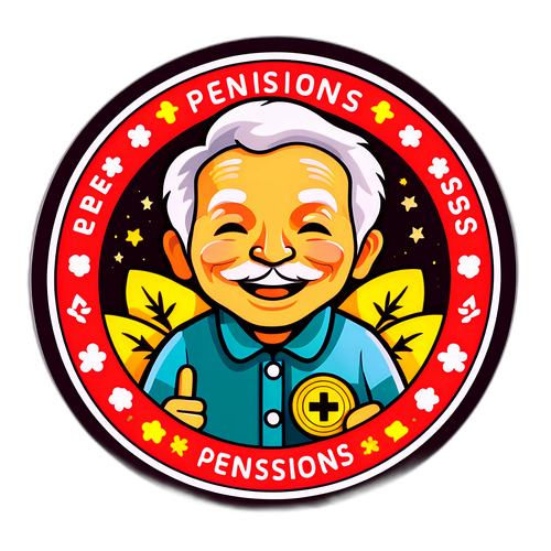 Sticker que celebra el aumento de pensiones