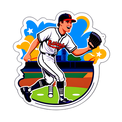 Dynamic Baseball Player Sticker