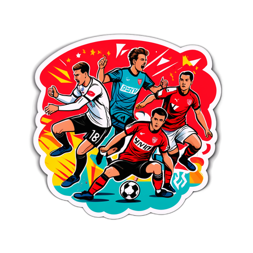 Wettkampfszenen von BTSV gegen VfB Stuttgart in kreativem Comic-Stil