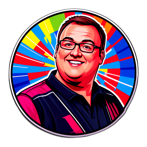 Sticker van een dartscene met Stephen Bunting