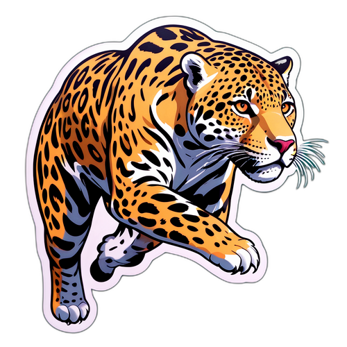 Sticker cu un jaguar în mișcare