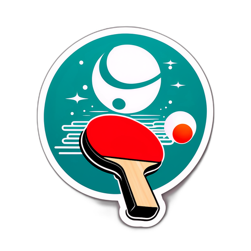 Autocollant de tennis de table avec balle et raquettes