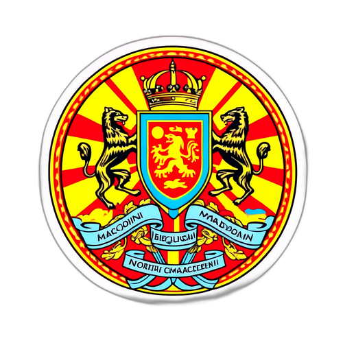 Autocolant cu detalii din cultura Macedoniei de Nord și Belgia