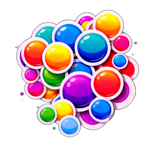 節日主題的彩色氣泡貼紙