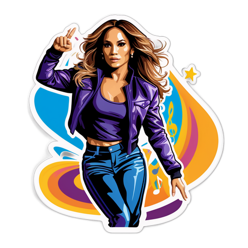 Ikonische Pose von Jennifer Lopez im Musikstil