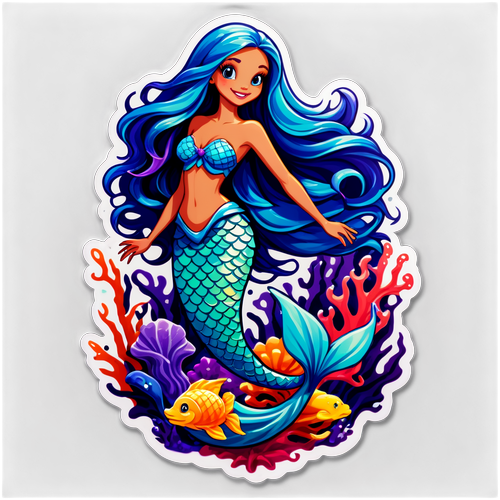 Mystical Mermaid with Sea Creatures