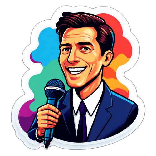 Vibrant Illustration of a Journalist with Microphone