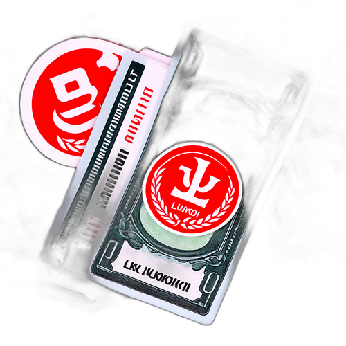 Графічний дизайн промоцій Lukoil із зображеннями грошей та ринку