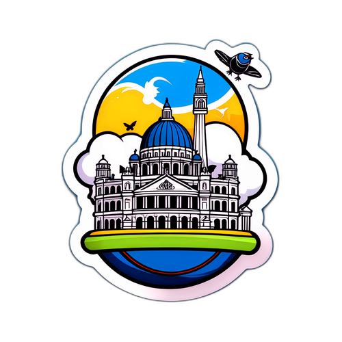 क्रिकेट गेंद के रूपांतरण वाला पारंपरिक बर्ड स्टिकर