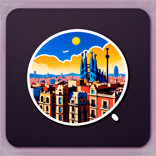 Sticker van Barcelona vanuit de lucht