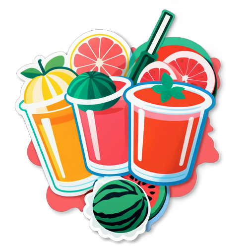 水果汁夏季饮品贴纸系列