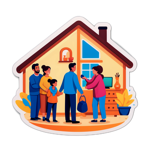 温暖家庭经济收入提升贴纸