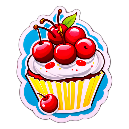 Adesivo di Cupcake alla Ciliegia