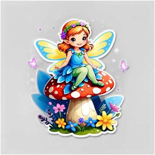 An Enchanting Fairy on a Mushroom