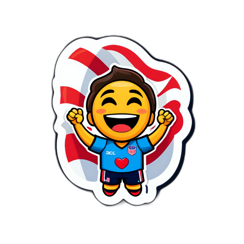 Emoticon animado celebrando un gol en el partido USA vs México