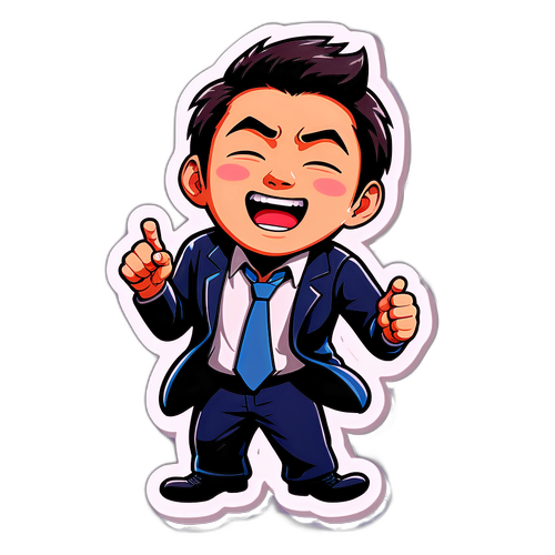 非スタイル井上がコメディステージで面白いポーズを取るイラスト