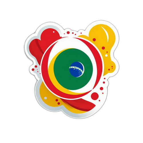 Adesiv dinamic cu o minge în acțiune, inspirat de 'brazilia - tunisia'