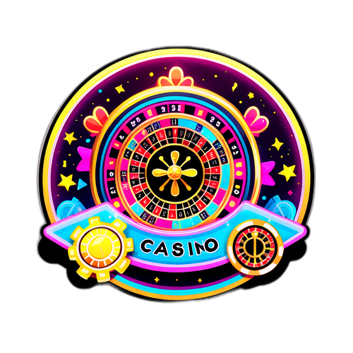 Sticker na may Temang Casino na May Neon Lights