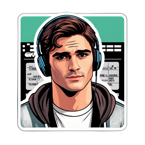 Stiker Keren Jacob Elordi dengan Headphone