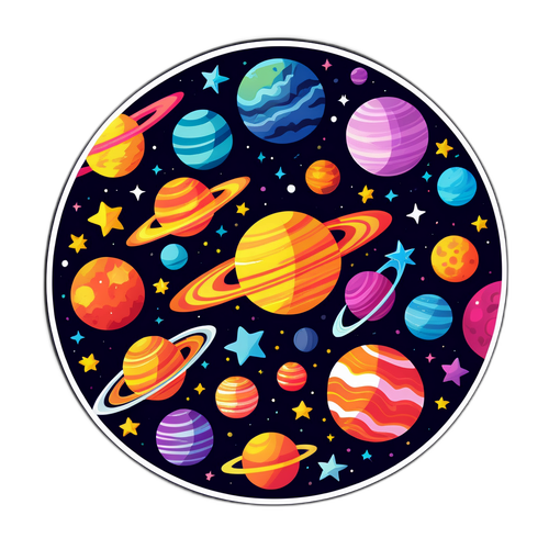अनोखा अंतरिक्ष-थीम वाला स्टिकर