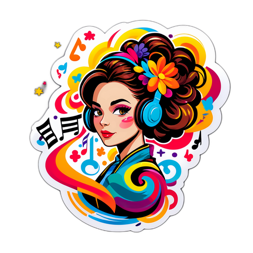 Stylowa kobieta z muzyką w tle