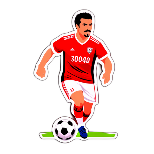 Sticker mit rotem Trikot und Fußball