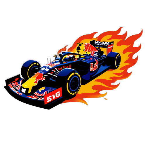 Max Verstappen im Rennauto mit Flammen