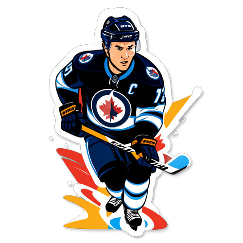 Autocollant dynamique des Jets de Winnipeg en action sur la glace