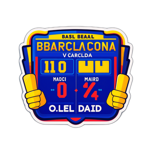 Stiker Bertemakan Skor Pertandingan Barcelona vs Real Madrid