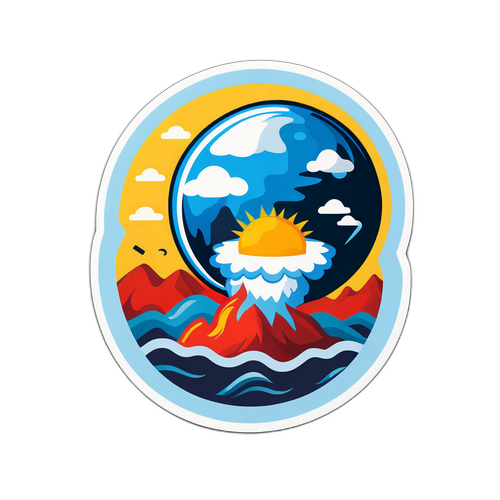 自然災害に関するドキュメンタリーを反映した教育的ステッカー