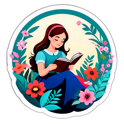 Anna Popek czytająca książkę w kwiecistej scenerii