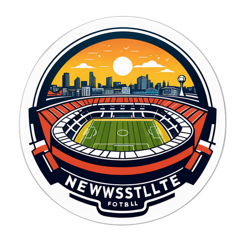 紐卡斯爾城市與足球精神結合的插畫