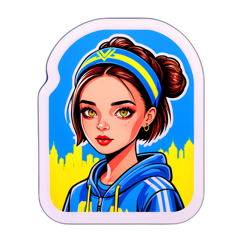 Наклейка з графікою, що відображає молодіжну культуру Києва та сучасні модні тенденції