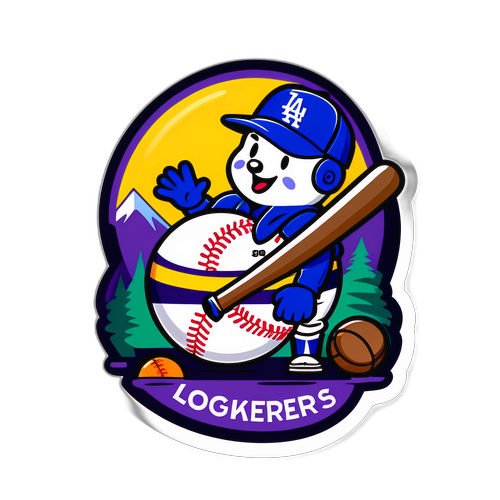 Playful Dodgers vs. Rockies Baseball Game Sticker