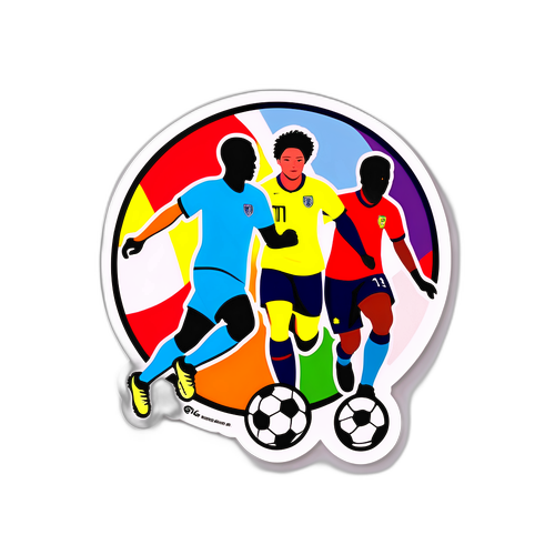 Fargerik klistremerke som feirer mangfold i fotball