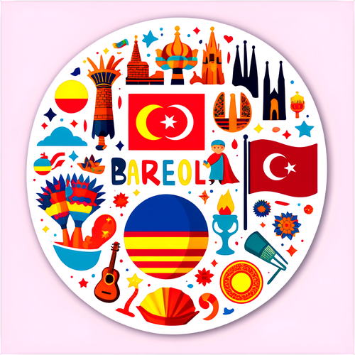 Sticker cu simboluri culturale din Barcelona și Turcia
