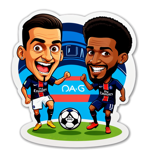 Sticker Pertandingan PSG vs Inter Milan yang Ceria dan Energetik