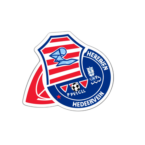 Un sticker cu un teren de fotbal reprezentând meciul PSV vs Heerenveen