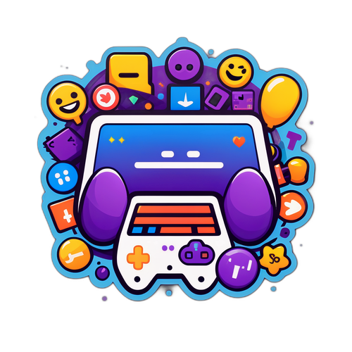 Елегантне лого Twitch з маленькими символами ігрового світу