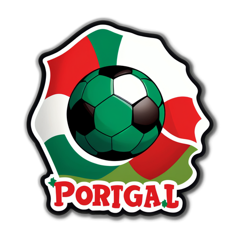 Bangkitnya Semangat Tim! Sticker Bendera Portugal dengan Bola Sepak - Vamos Portugal!