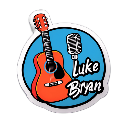 Country-Themed Guitar and Microphone Sticker