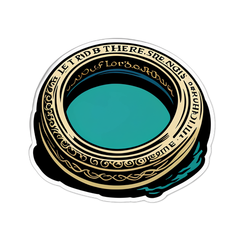 Наклейка с кольцом из "Властелина колец" с надписью "Да будет сила!"