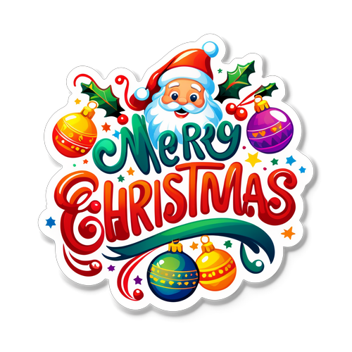 Cheerful Christmas Sticker with 'Merry Christmas!' Phrase