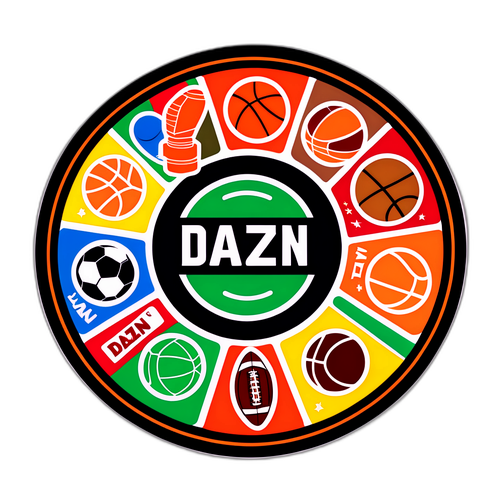 Abțibild cu simbolurile DAZN într-o roată sportivă
