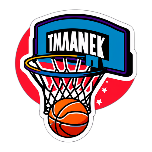 Sticker ng Basketball Hoop na may Bola