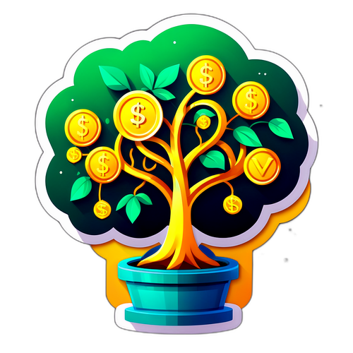 Symbol peněz s peněžním stromem