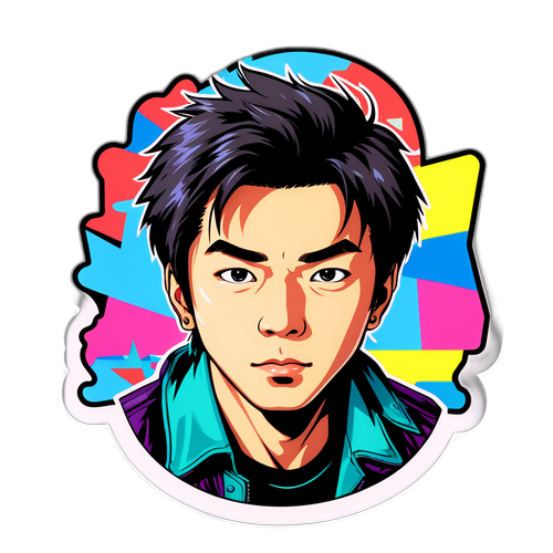 Farverig pop-art sticker af Junnosuke Suzuki