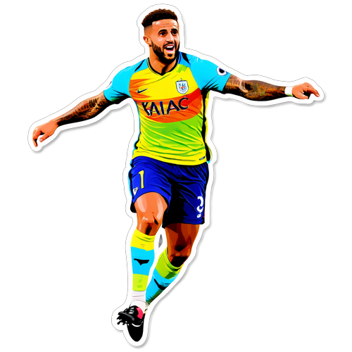 Fengende klistremerke av Kyle Walker i aksjon