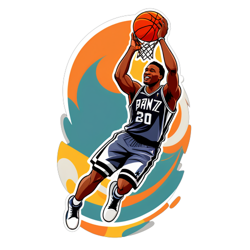 Stylized na Ilustrasyon ni Victor Wembanyama na Nagda-dunk ng Basketball